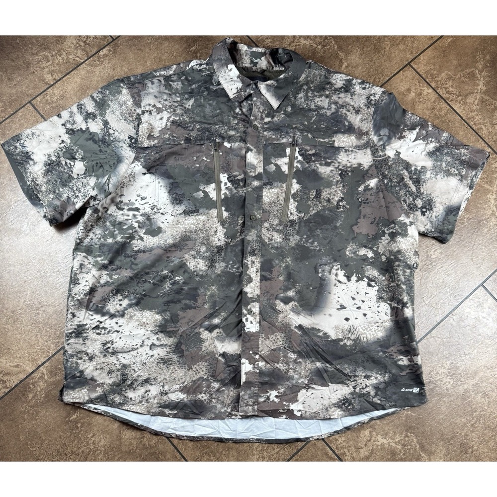 Cabelas 4Most Fishing Shirt Mens 2XL Camo UPF 30 Vented Pockets